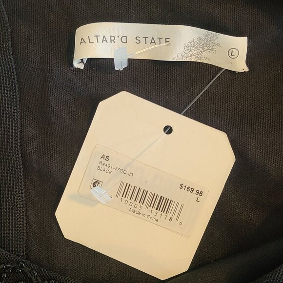 Altar'd State Black Ania Sequin Beaded Lace Dress NEW Large Cocktail Goth Glam - Picture 4 of 9